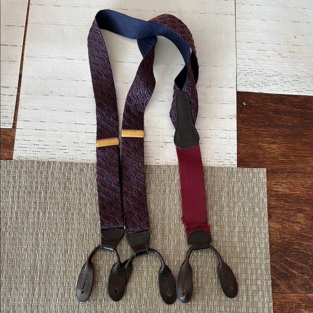 COACH Patterned Braces (Suspenders) - Blue and Red Etro Paisely